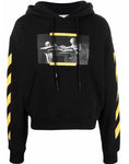 Off-White Caravaggio Diag-Stripe Painting Printed Hoodie in Black