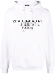 Balmain Foil Tape Logo Print Hoodie in White