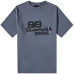 Balenciaga Hand Draw BB Icon Logo T-Shirt in Blue