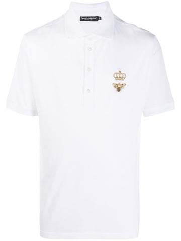 Dolce & Gabbana Embroidered Piqué Polo in White