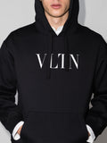 Valentino Garavani VLTN Logo Print Hoodie in Black