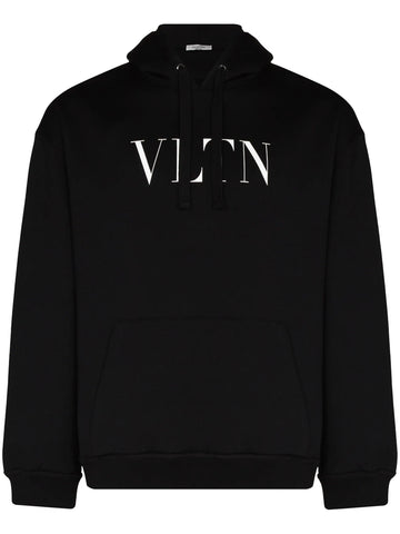 Valentino Garavani VLTN Logo Print Hoodie in Black