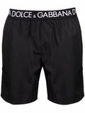 Dolce & Gabbana Logo Waistband Swim Shorts in Black