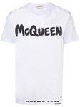 Alexander McQueen Graffiti Print Logo T-Shirt in White