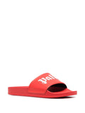 Palm Angels Logo Print Pool Sliders in Red