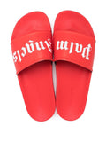 Palm Angels Logo Print Pool Sliders in Red