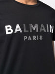 Balmain Silver logo print T-Shirt in Black