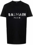 Balmain Silver logo print T-Shirt in Black