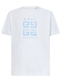 Givenchy 4G Stars Blue logo printed T-Shirt in White