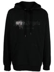 Palm Angels Rhinestone Logo Print Hoodie in Black