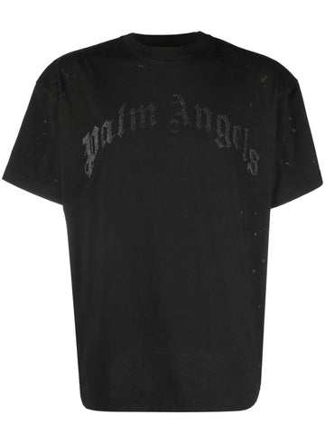 Palm Angels Glittered Logo Classic T-Shirt in Black