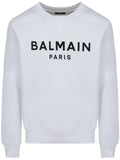 Balmain Paris Logo Printed Sweatshirt in White