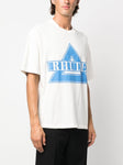 Rhude Blue Triangle Logo Print in White