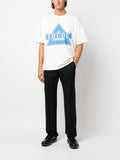 Rhude Blue Triangle Logo Print in White