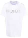 Alexander McQueen Spray Crush Logo Print T-Shirt in White