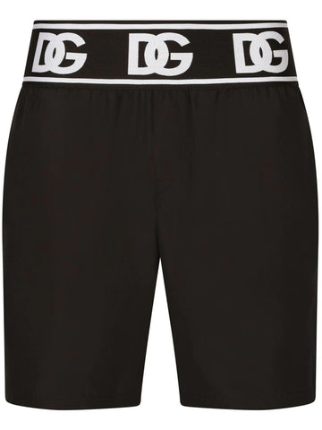 Dolce & Gabbana DG Logo Waistband Swimshorts in Black