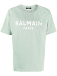 Balmain Paris Print Logo T-Shirt in Aqua Green