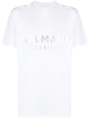 Balmain Silver Print T-Shirt in White