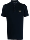 Dolce & Gabbana Silver Plaque Polo in Navy