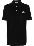 Moncler Stripe Sleeve Tape Polo in Black