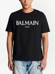 Balmain Oversized T-shirt with Rubber Roman Logo Black