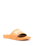 Palm Angels Logo Embossed Sliders in Orange