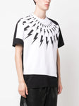 Neil Barrett Split Front Lightning Bolt Printed T-Shirt in Black