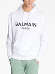 Balmain Paris Logo Printed Hoodie in White