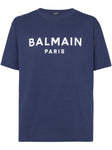 Balmain Logo Print T-Shirt in Navy