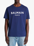 Balmain Logo Print T-Shirt in Navy