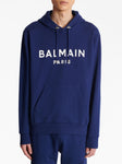 Balmain Paris Logo Printed Hoodie in Navy