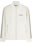 Palm Angels Track Logo Print Jacket in Butter/Cream