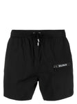 Balmain Zip Logo Printed Swim Shorts in Black