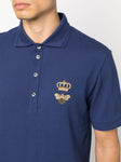 Dolce & Gabbana Embroidered Piqué Polo in Navy