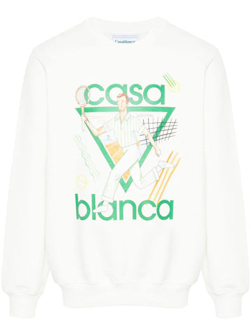 Casablanca Le Jeu Printed Cotton Sweatshirt in White