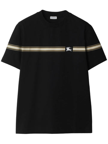 Burberry Striped Equestrian Knight Logo T-Shirt in Black