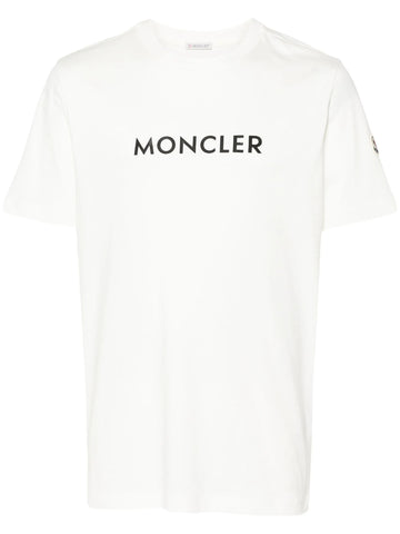 Moncler Embossed-branding Crew-neck Cotton-jersey T-shirt in White