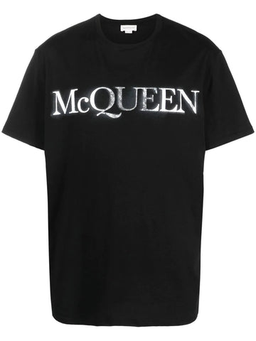 Alexander McQueen Spray Crush Logo Print T-Shirt in Black