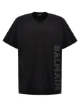 Balmain Embossed Vertical Logo T-Shirt in Black