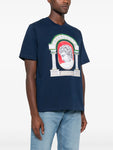 Casablanca La Medaille Printed T-Shirt in Navy