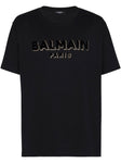 Balmain Crewneck Oversized T-shirt with Velvet Logo Black