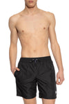 Dolce & Gabbana Silver Plaque Plate Drawstring Swimshorts in Black