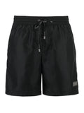 Dolce & Gabbana Silver Plaque Plate Drawstring Swimshorts in Black