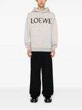 Loewe Logo Printed Cotton Oversized Hoodie in Grey