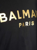 Balmain Paris Gold Foil Printed Logo T-Shirt in Black