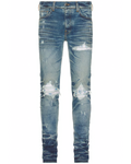 Amiri MX1 Bleached Paisley Skinny Jeans in Blue