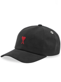 Ami Paris Red ADC Logo Embroidered Cap in Black