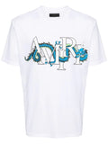 Amiri Lunar New Year Blue Dragon Printed T-Shirt in White