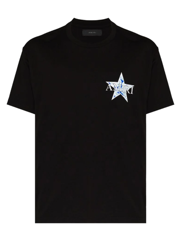 Amiri Paisley Blue Star Printed T-Shirt in Black