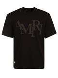 Amiri Black Staggered Logo Print T-Shirt in Black